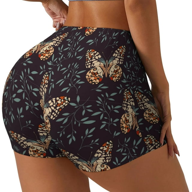Fotbe Butterfly1 Shorts Sin Costuras – Shorts Deportivos de Cintura Alta para Mujer, Elásticos para Gimnasio, Yoga, Running o Ciclismo-Large