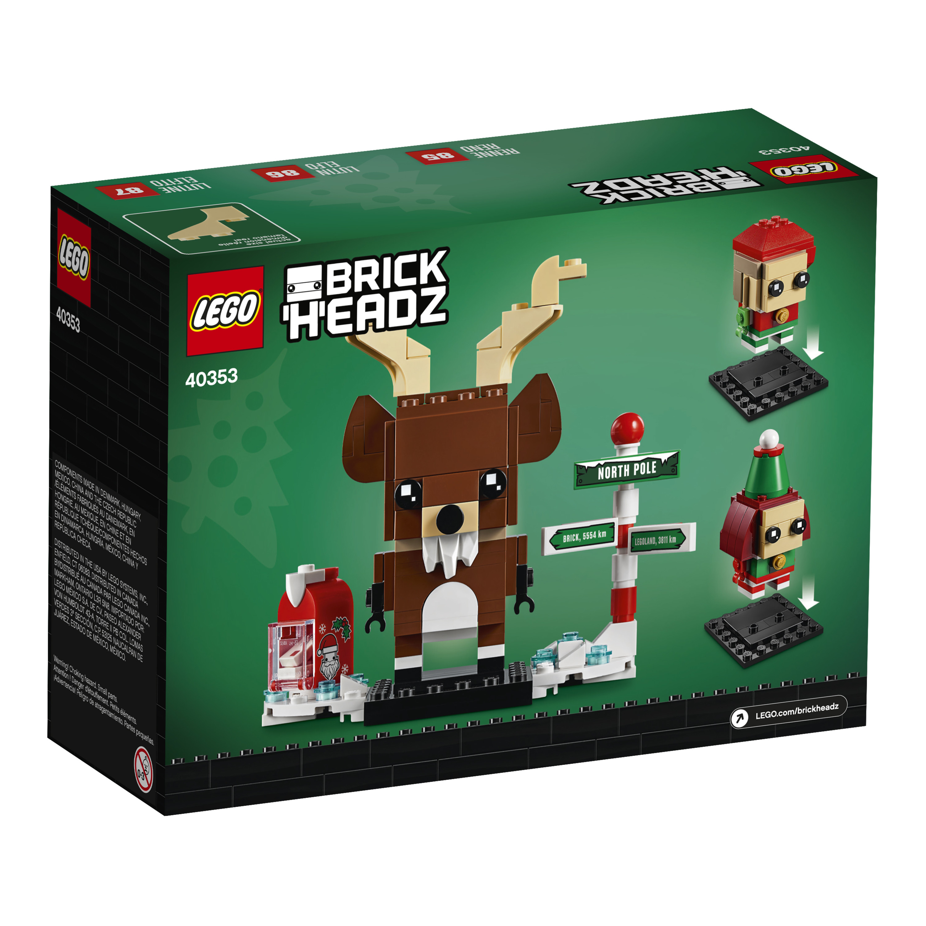 LEGO Brickheadz Reindeer, Elf and Elfie 40353 Building Toy (281 Pieces) - image 4 of 10