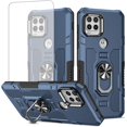thumbnail image 1 of wonima11 Case for Moto G Stylus 5G 2021/Motorola G Stylus 5G 2021 XT2131 Case with Tempered Glass Screen Protector, Metal Ring Magnetic Kickstand Phone Cover for Motorola Moto G Stylus 5G 2021 Blue, 1 of 1