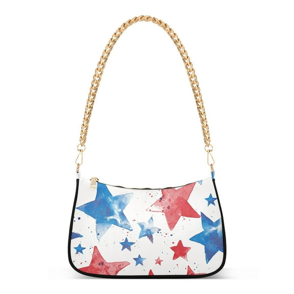 Blue Red StarsWomen Small Shoulder Bag Crossbody Tote Hobo Bags Purse Clutch Handbags with Chain Strap for Women