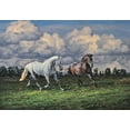 thumbnail image 2 of Adamov, Alexey 32x24 Gold Ornate Wood Framed with Double Matting Museum Art Print Titled - Horses after the Rain, 2 of 4