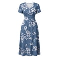 thumbnail image 6 of Summer Dresses for Women 2026 Wrap V Neck Sundress Short Sleeve Vacation Beach Dress Casual Loose A-Line Knee Length Swing Dress, 6 of 7