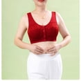 thumbnail image 5 of Soutiens-gorge de Sport pour Femmes, Floral, Fermeture avant, Bretelles Standard, Sans Fil, Rouge P-4TG, 5 of 5