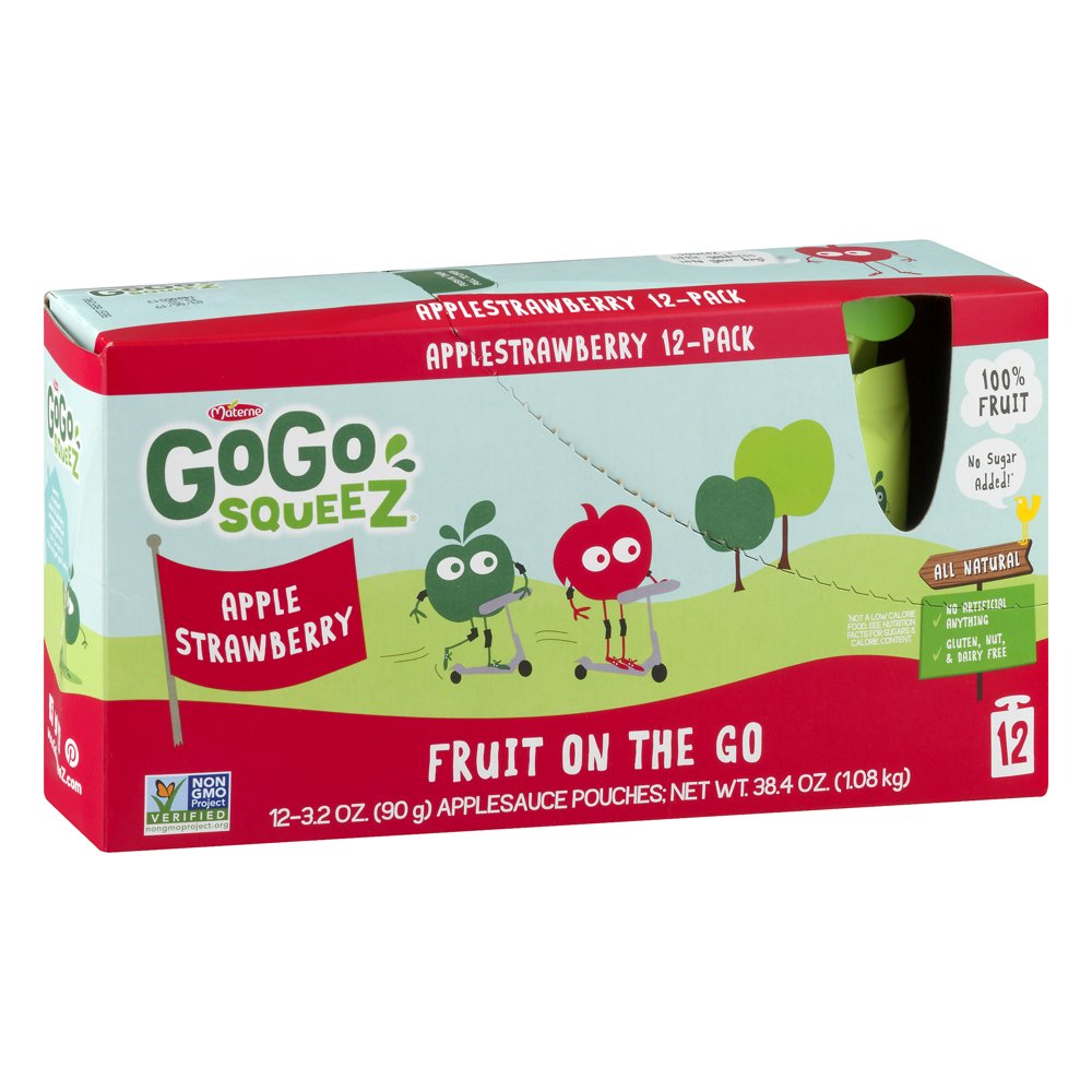 GoGo squeeZ Applesauce Pouches, Apple Strawberry, 12 Pack