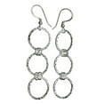 thumbnail image 4 of Sterling Silver Flat Hammered Circle Medium Links Necklace Italy Earrings Adjustable 16"+2" Extender, 4 of 4