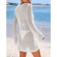 thumbnail image 5 of Swimsuit Cover Up for Women Sexy Metal Ring Hollow V-Neck Long Sleeve Beach Cover Up Mesh Crochet Bathing Suit Cover Ups Shermie, 5 of 6