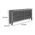 thumbnail image 5 of Laine Wide Dresser, 6 Drawers, Crystal Like Acrylic Trim, Gray Solid Wood, 5 of 5
