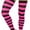 Black w/ Hot Pink Stripes, variant on ToBeInStyle Womens Vibrant Horizontal Wide Striped Thigh High Stockings - Black w/ Orange Stripes - One Size