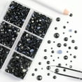 thumbnail image 3 of BEADSLAND 6080PCS Gray Hotfix Rhinestones, 6 Sizes with Wax Pencil and Tweezers Kit, SS6-SS30, Black Diamond, 3 of 5