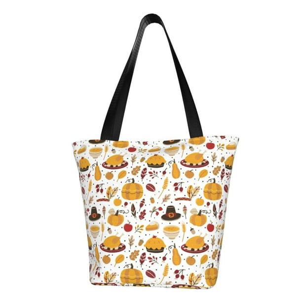 Fotbe Thanksgiving Bolsa de Playa con Estampado, Bolsa de Hombro, Bolsa de Mano Espaciosa, Bolsa de Viaje Ligera, Bolsa de Compras Versátil