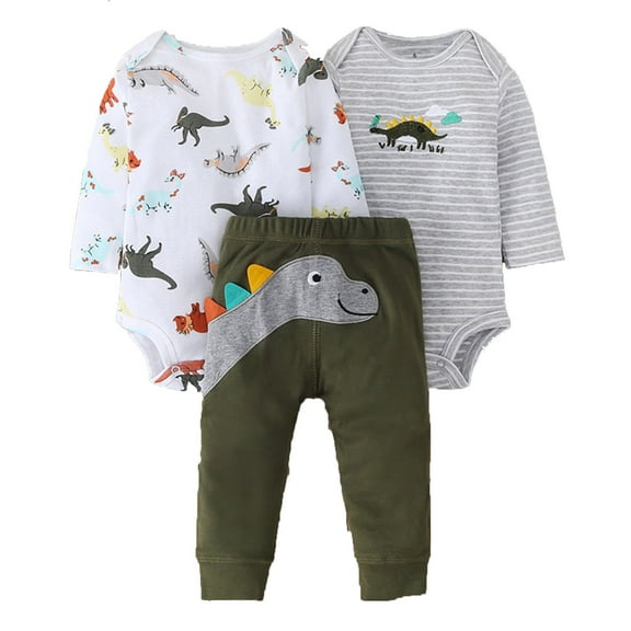 Gerichy Toddler Baby Boy Clothes Fall Winter Outfit, Baby Cartoon Dinosaur Romper Animals Print Pant Outfits Clothes