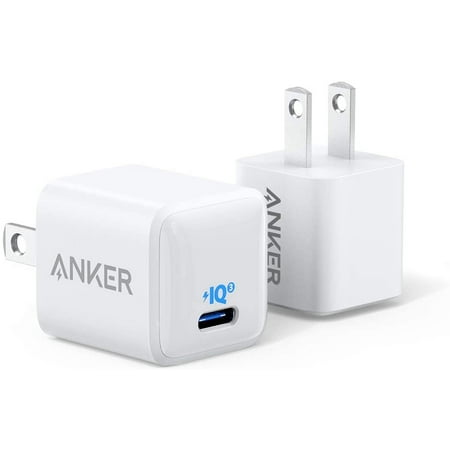 [Upgraded] Anker Nano Charger, 20W PIQ 3.0 Durable Compact Fast Charger, PowerPort III USB-C Charger (2-Pack)