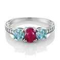 thumbnail image 2 of Gem Stone King 2.82 Ct Oval Red Ruby Blue Zircon 925 Sterling Silver Moissanite Ring (Size 6), 2 of 4