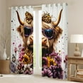 thumbnail image 2 of Manfei Funny Highland Cattle Curtains Pack of 2 (42x84 Each), Vintage Blossoms Curtains Blackout, Rustic Lodge Cabin Bedroom Curtains, Luxurious Room Decor, 2 of 6