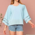 thumbnail image 2 of aidice Summer Tops for Women Casual Loose V Neck Long Sleeve Shirts Comfy Lightweight Gauze Tee Shirts, 2 of 5