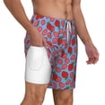 thumbnail image 3 of Picia Strawberries pattern Mens Swim Trunks with Compression Liner Stretch Beach Shorts Quick Dry with Zipper Pockets No-Chafing Board Shorts-Small, 3 of 9