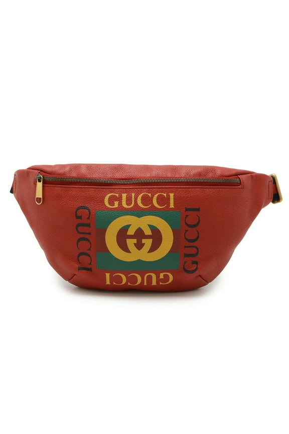 Pre-Owned GUCCI Gucci print belt bag, body waist pouch, leather, red, yellow, green,... (Good)