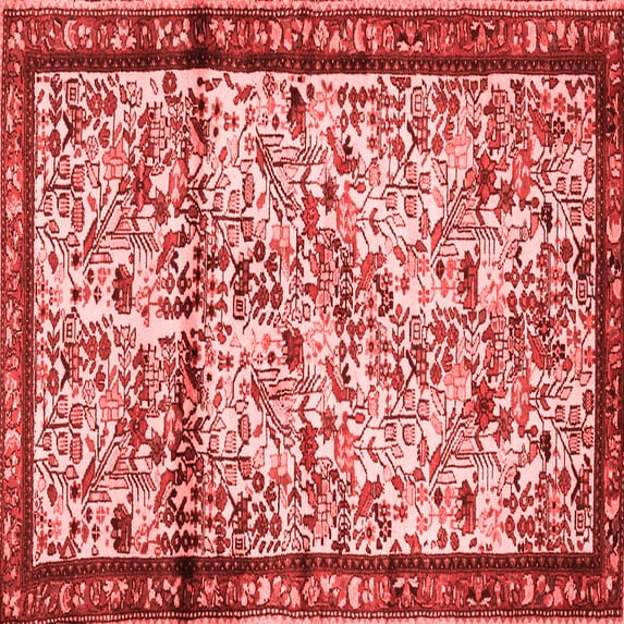 Ahgly Company Indoor Square Persian Red Traditional Area Rugs, 7' Square