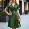 thumbnail image 6 of Dolkfu Collared Womens Fall&Winter Dresses Western Style Mid-Length Short Sleeve Green Shirt Dress Patchwork Denim Waist Cinched Dresses Green,Xl, 6 of 6