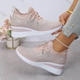 thumbnail image 2 of Junboys Womens Rhinestone Lace-Up Casual Shoes - Low-Top Sparkly Tennis Sneakers for Stylish Daily Wear,Pink 42, 2 of 6