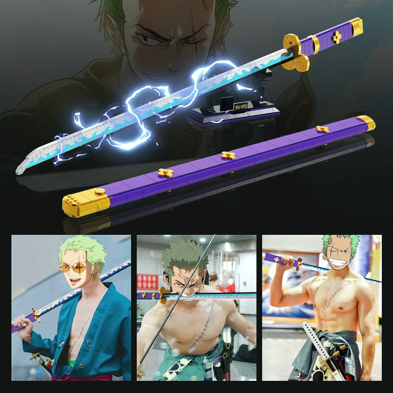HI-REEKE Cosplay Anime Swords Building Blocks Kit 1 Piece Roronoa Zoro Enma  Yamato Sword Model Samurai Katana Toys for Aldult (Compatible with