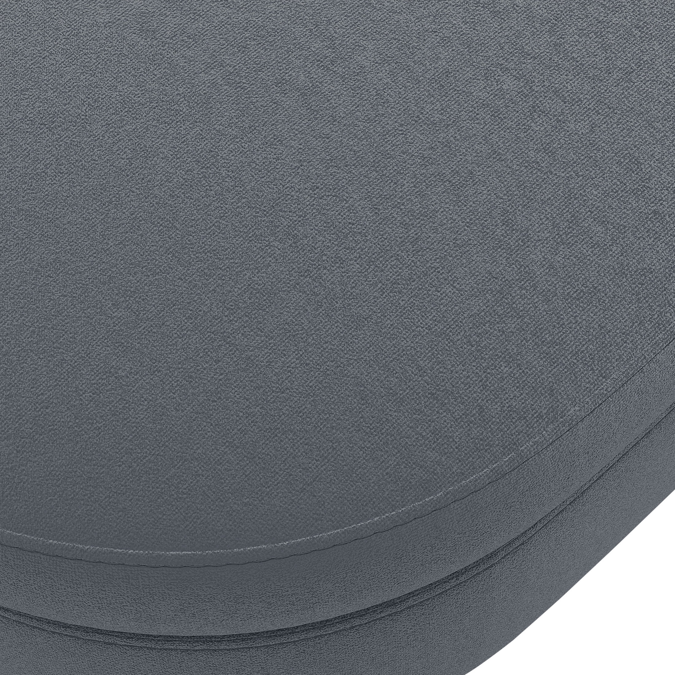 Noble House Dyani 43" Oval Flannel Storage Ottoman Bench, Upholstered Footrest with Metal Legs, Dark Gray