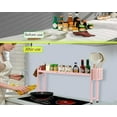 thumbnail image 2 of Over Stove Shelf Stove Top Organizer Shelf for Kitchen with Extra Basket and Hooks Adjustable 27 to 32 Inches Pink Over the Sink Spice Rack for Countertop (Pink), 2 of 8