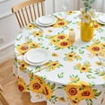 thumbnail image 3 of Sunflower Round Tablecloth 70 Inch Floral Table Cloth - Polyester Farmhouse Vintage Flower Table Cover Washable Waterproof Stain-Resistant for Spring Summer Outdoor Party Picnic Kitchen Dining, 3 of 7