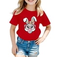 thumbnail image 1 of XDZJLR T-Shirt Filles Enfants Été Chaud Imprimé Mignon Pâques Manches Courtes Col Rond Décontracté 7-8 Ans, 1 of 4