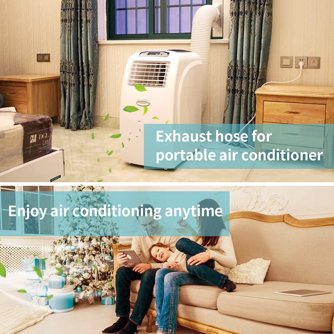 YOUHO Portable Air Conditioner Exhaust Hose - 5.9 Inch Diameter - 80" Long - Universal Flexible Anti-Clockwise Room Airconditioner AC Vent Replacement Tube - Window Kit Extension Accessories