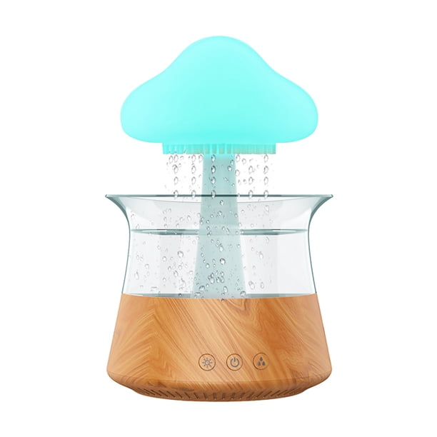 Humidificador Aire Lluvia Setas Difusor Fragancia para Del para Habitación (Color Madera)