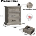 thumbnail image 2 of FANRAL 3 Drawer Farmhouse Nightstand,Wooden Bedside Table with Anti-Tip Safety,Storage End Table for Bedroom Living Room,Gray Night Stand, 2 of 6