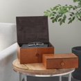 thumbnail image 2 of DecMode Handmade Storage Brown Leather Decorative Box with Leather Loop Closure and Detailed Stitching, 2 Count, 2 of 8