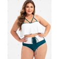thumbnail image 2 of Volante de tiras con cordones más el tamaño de traje de baño bikini Rosegal Abrigos de talla grande, 2 of 5