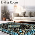 thumbnail image 2 of ODIKA 3'x5' Machine Washable Non-Slip Area Rug, Nautical Shell Scroll with Interlocking Wave and Coral Detailing High Traffic Rug with Pad, Black, 550245, 2 of 8
