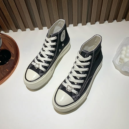 

Classic High Top Platform Sneakers Casual Canvas Lace-Up Skate Shoes Women‘s Footwear Fashionable And Versatile Shoes