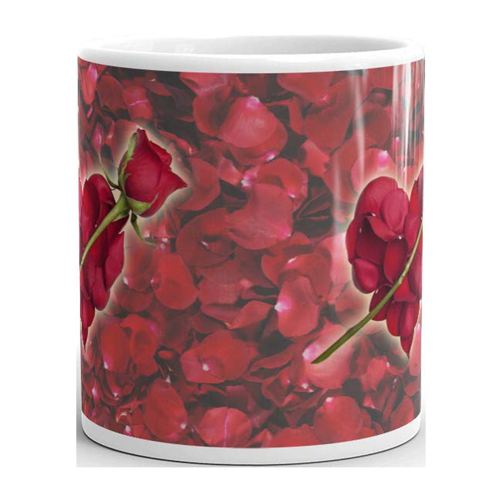 ALMA 12oz Handpainted Red Flower Mug, Great Ceramic Gift For Festival  Decor, Microwavable Coffee Cup(Red Passion,Medium)