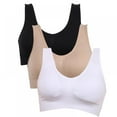 thumbnail image 2 of 3 Pack Womens Sports Bra Wirefree Padded Push Up Yoga Bras Seamless Comfortable Plus Size Bra, 2 of 6