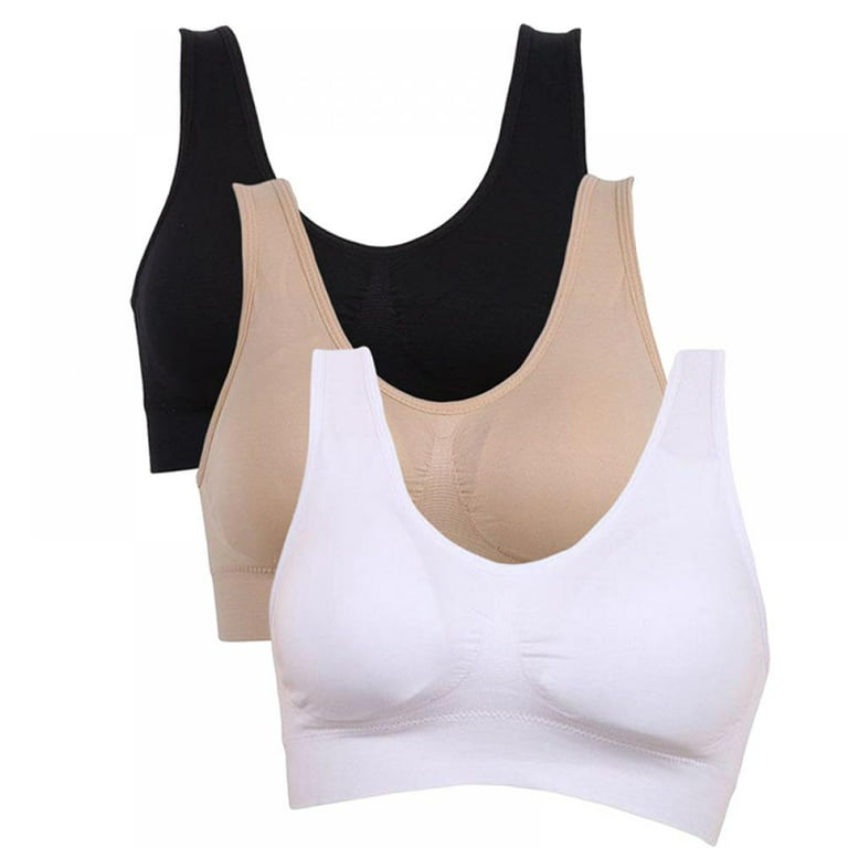 Women's 3 Pack Seamless Comfortable Sports Bra with Removable Pads