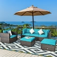thumbnail image 2 of Costway 6PCS Patio Rattan Furniture Set Cushion Sofa Coffee Table Turquoise, 2 of 11