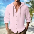 thumbnail image 2 of Krdevn Mens Shirts - Men's Long Sleeve Shirt Casual Solid Holiday Cardigan Hooded Shirts Tops,Mens Fall Shirts,Color:Pink,Size:S, 2 of 5