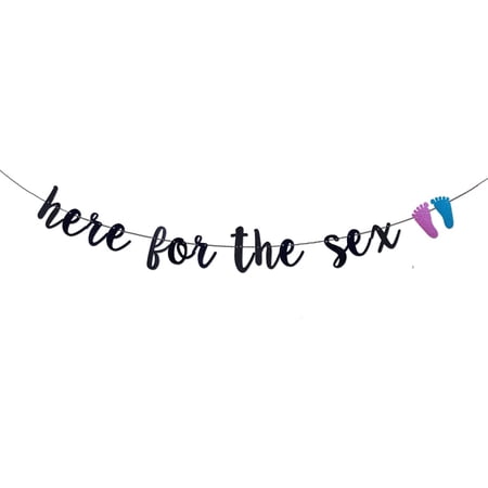 Here For The Sex Banner, Gender Reveal Party Sign, Baby Shower & Birthday Party Decoration, Pink or Blue, Fade Resistant, Polyester & Vinyl, Wall Mount, Indoor Use