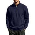 thumbnail image 3 of Hngshg Mens Sweatshirts Trendy Quarter Zip Stand Neck Solid Color Tops Long Sleeve Pocket Pullover Sweatshirts, 3 of 6