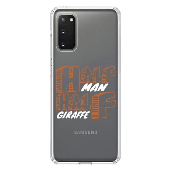 DistinctInk Clear Shockproof Hybrid Case for Galaxy S20 PLUS / 5G (6.7" Screen) - TPU Bumper Acrylic Back Tempered Glass Screen Protector - Half Man Half Giraffe