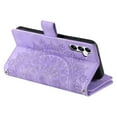 thumbnail image 6 of Allytech Wallet Case for Samsung Galaxy S24 with Card Slots, Embossed Pattern PU Leather Zipper Pocket Kickstand Cover, Shockproof Magnetic Clasp Case with Wrist Strap - Purple, 6 of 10