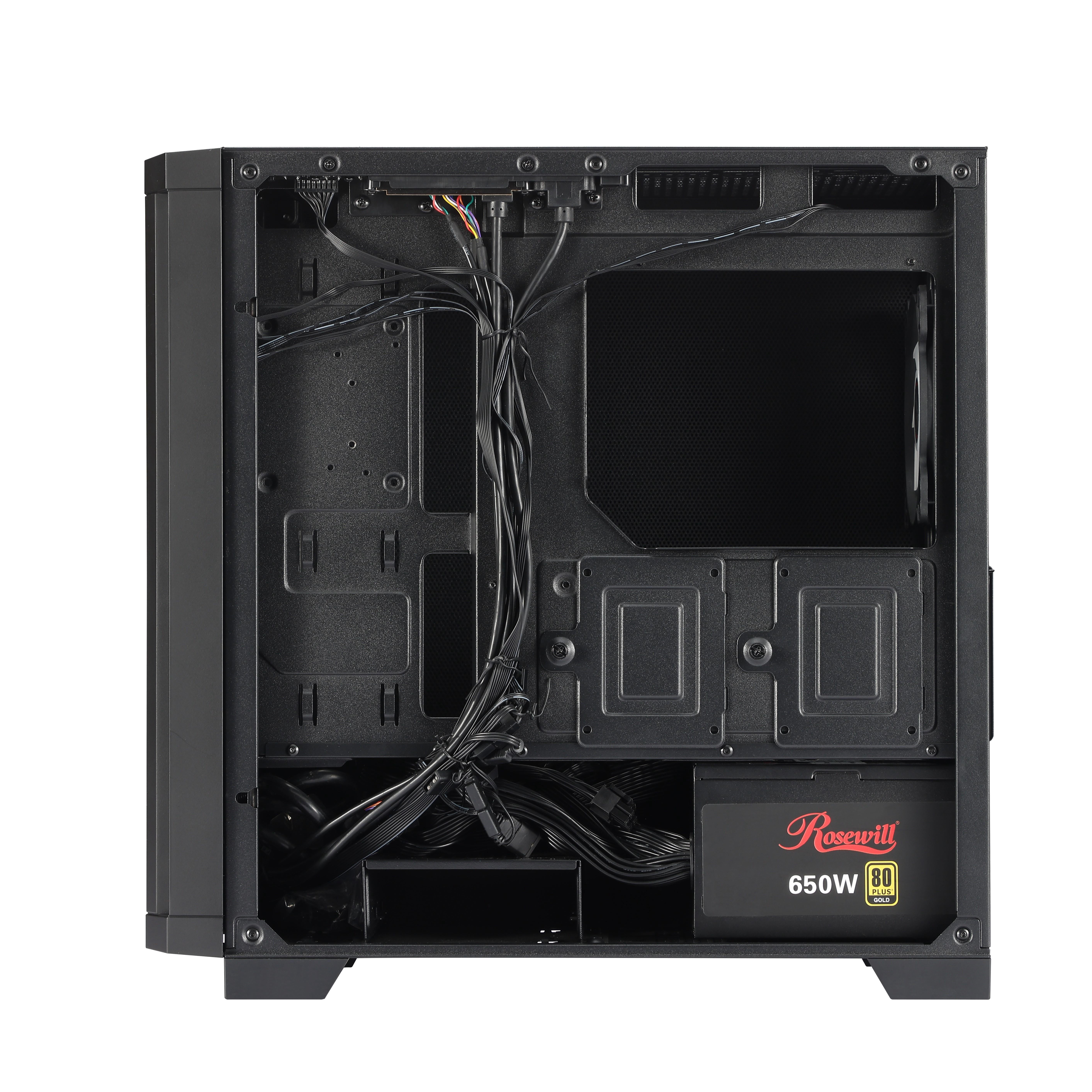 Rosewill FBM-X3 Black Micro ATX Mid Tower Case - Full Mesh Panel, High Airflow Design, 3x PWM ARGB Fans, Pre-Installed 650W 80+ Gold PSU