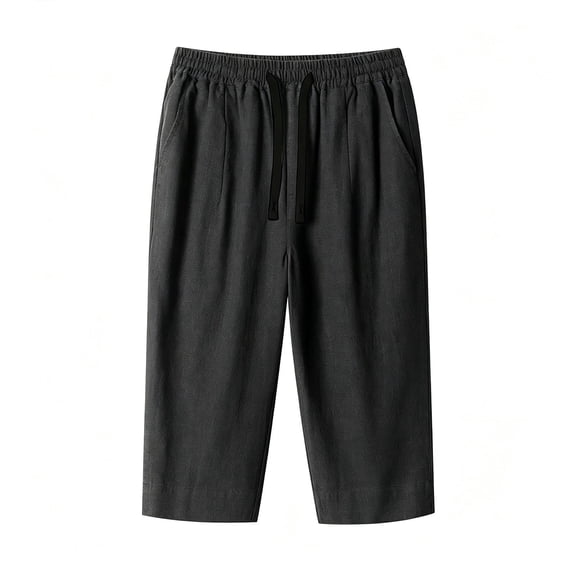 DHFJKG Linen Capri Pants For Women Lightweight Relaxed Fit Straight Leg Drawstring Waist Joggers Cropped Pants