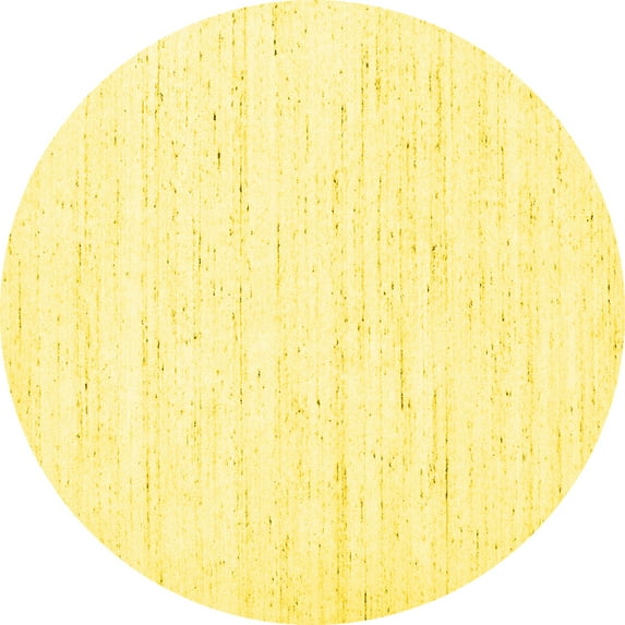 Ahgly Company Machine Washable Indoor Round Solid Yellow Modern Area Rugs, 7' Round