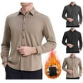 thumbnail image 2 of ZCFZJW Mens Flannel Shirts Long Sleeve Thermal Button Down Sherpa Fleece Lined Shirt Shacket Lightweight Fall Winter Thick Warm Jackets Khaki XXXXL, 2 of 10
