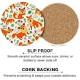 thumbnail image 6 of GZHJMY 1Pc Round Fox Flowers Leaves Ceramic Coasters with Cork-Backed for Coffee Drink, Cup Mat Absorbent Stone Coasters, 6 of 6